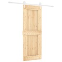 vidaXL Skyvedør Naturlig og Hvit 80 x 210 cm Massiv Furu Tre