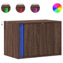  Vegghengt nattbord med LED-lys 2 stk brun eik 8721102966668
