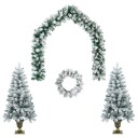 vidaXL Mini juletresett 120 cm PVC Grønn og hvit
