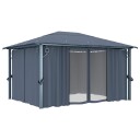 vidaXL Paviljong med gardin 400 x 300 cm antrasitt aluminium
