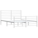 vidaXL Sengeramme i metall med hode- og fotgavl hvit 150x200 cm