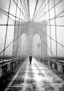 New York Walker in Blizzard   Brooklyn Bridge Plakat Plakat / 50x70cm