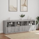 vidaXL Skjenk med LED-lys grå sonoma 202x37x67 cm