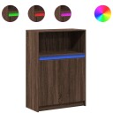  Skjenk med LED brun eik 72x34x100 cm konstruert tre