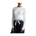Polo Ralph Lauren Cable Knit Cotton Crewneck Sweater   White   S