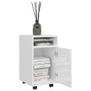 vidaXL Sideskap med hjul høyglans hvit 33x38x60 cm sponplater