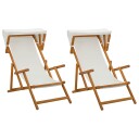 vidaXL Hage Stol 2 pcs 3 Posisjon Solid Eucalyptus Tre Krem