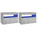 vidaXL Nattbord & LED-lys 2 stk betonggrå 60x35x40 cm