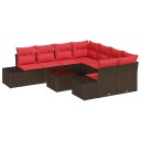 vidaXL Hagesofa Set med pute 9 pcs Brun polyrotting