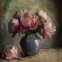 Pivoines En Rose Poster Plakat / 50x50cm