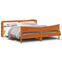  Sengeramme med hodegavl voksbrun 200x200 cm heltre furu 3306293