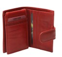 Nord Leather. Liten Unisex skinn Lommebok 10 kort/ Liten Myntlomme Rød