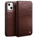 Qialino Classic iPhone 13 Lommebok-deksel I Lær Brun