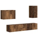  TV vegghyllesett Veggmontert 4 pcs Gammelt tre Konstruert tre
