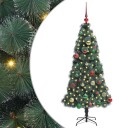 vidaXL Kunstig forbelyst juletre med kule-sett grønn 150 cm PET