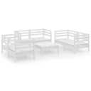vidaXL Hagesofagruppe 7 deler hvit heltre furu
