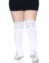Atletisk Strikkede Strømper med Rosa og Blå Striper Plus Size