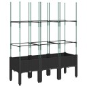 Plantekasse med espalier svart 120x40x142,5 cm PP