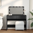  Sminkebord med LED svart 100x40x120 cm