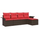 vidaXL Hagesofa Set med lagring 5 pcs Brun polyrotting