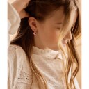 Blomdahl Golden Titanium Ear Ring 14 mm Heart 10 mm Rainbow Rose