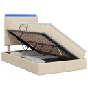 vidaXL LED lagringseng med madrass Krem 120 x 200 cm Stoff