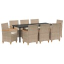  9 deler hage spise sett med puter beige poly rotting