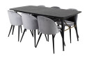 Venture Home Spisegruppe Deniall Forlengningsbar 180 cm inkl. 6 Luisa Sto   Svart/Lysegrå