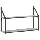  Vegghylle 2 etasjer grå sonoma 80x21x51 cm konstruert tre 8721012126282
