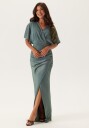 Bubbleroom Occasion Wrap Satin Gown Green 36