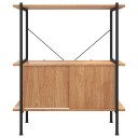 vidaXL Hylle med skap 3 lag 80x40x92 cm st?l og konstruert tre