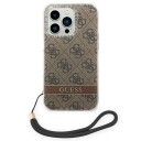 Guess Mobildeksel for iPhone 14 Pro 6,1" Hardcase med 4G Utskriftsstropp Brun