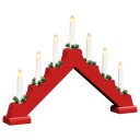 vidaXL Juledlysbro med 7 LED Rød 39,5 x 5 x 29 cm Massiv furu