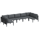  Hagesofa Set 7 pcs Antrasitt Stål