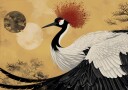 Abstract red crowned crane Plakat Plakat / 50x70cm