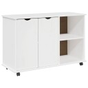 vidaXL Rullende skap med hjul Hvit 100 x 39 x 65,5 cm Massiv furu