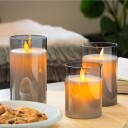 Goobay 3-pakning LED-lys av ekte voks i glass grå-transparent inkl. 10x AAA LR03 med timerfunksjon og pendelveke batteridrevet varmhvit 2700 K