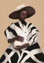 Woman In Stripes Holding a White Rabbit Plakat Plakat / 70x100cm