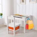 Cwy Barnebord + Stol Laget Av Heltre Med Sammenleggbar Bordplate & Skuff & Kroker Hvit