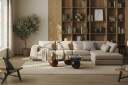 Grande 5 seters Sofa med Sjeselong Venstre   Beige Fløyel