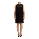 Dolce & Gabbana Black Floral Lace Sheath Sleeveless Mini Dress Svart XS