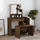 vidaXL Sminkebordsett brun eik86,5x35x136 cm