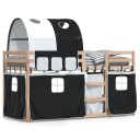   Køyeseng for barn gardiner hvit og svart 80x200 cm heltre furu 3283988 3283988