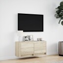  Vegghengt TV-benk med LED sonoma eik 80x31x35 cm 852357
