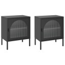  Nattbord 2 stk svart 50x35x60 cm glass og stål 8721012315525
