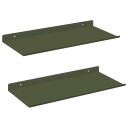 vidaXL Flytende hylle 2 pcs Olivengrønn 40 x 18 x 2,5 cm Stål