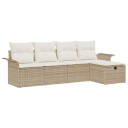  Hagesofa Set 5 pcs beige og krem 251 x 117 x 85 cm Poly rattan