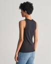 Ribbestrikket tanktop med høy halslinning BLACK S