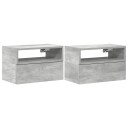  Veggmonterte nattbord 2 stk betonggrå 45x26x28,5 cm 8721158574824