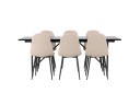 Venture Home Astrid Spisegruppe 200 cm Rektangulær med 6 Polar Stoler Beige
